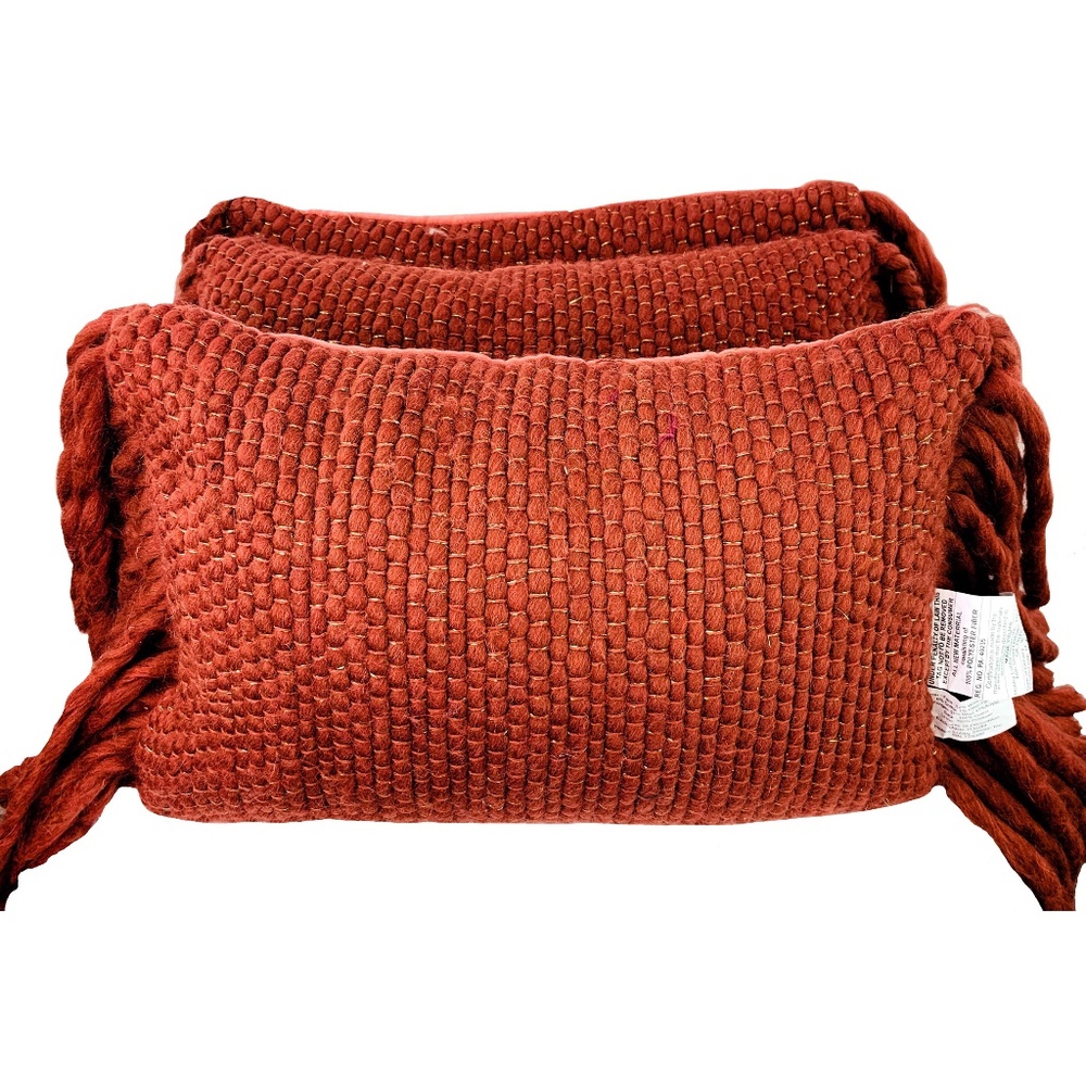 Decorative Rust Fringe Lumbar Pillow
